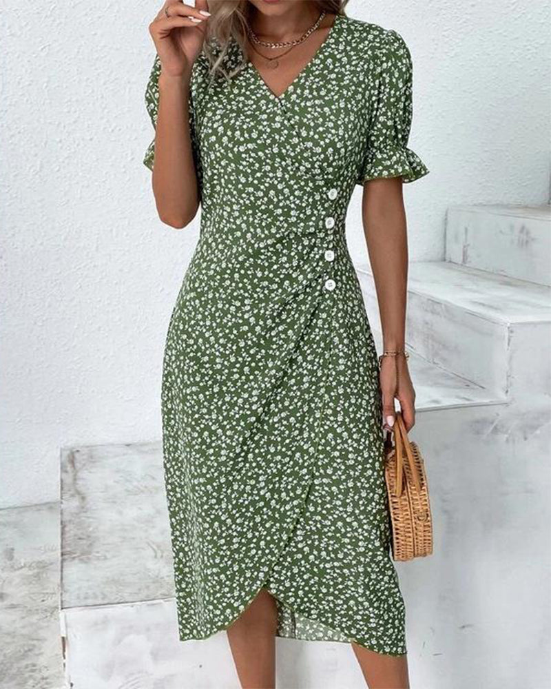 Rosa Women's Dress - Elegant Floral Midi Dress with Comfortable Cut
