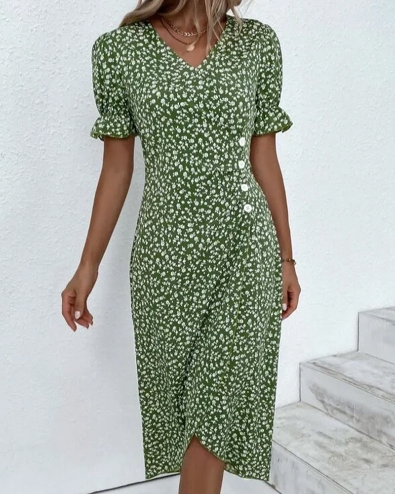 Rosa Women's Dress - Elegant Floral Midi Dress with Comfortable Cut