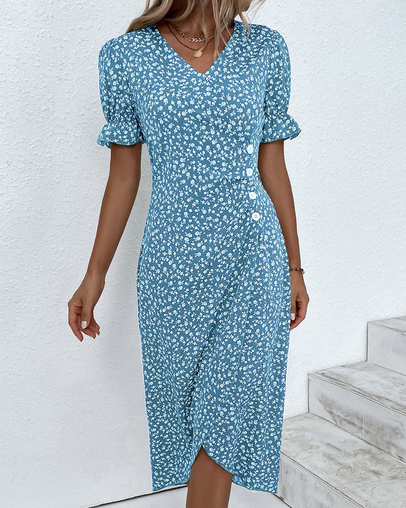 Rosa Women's Dress - Elegant Floral Midi Dress with Comfortable Cut