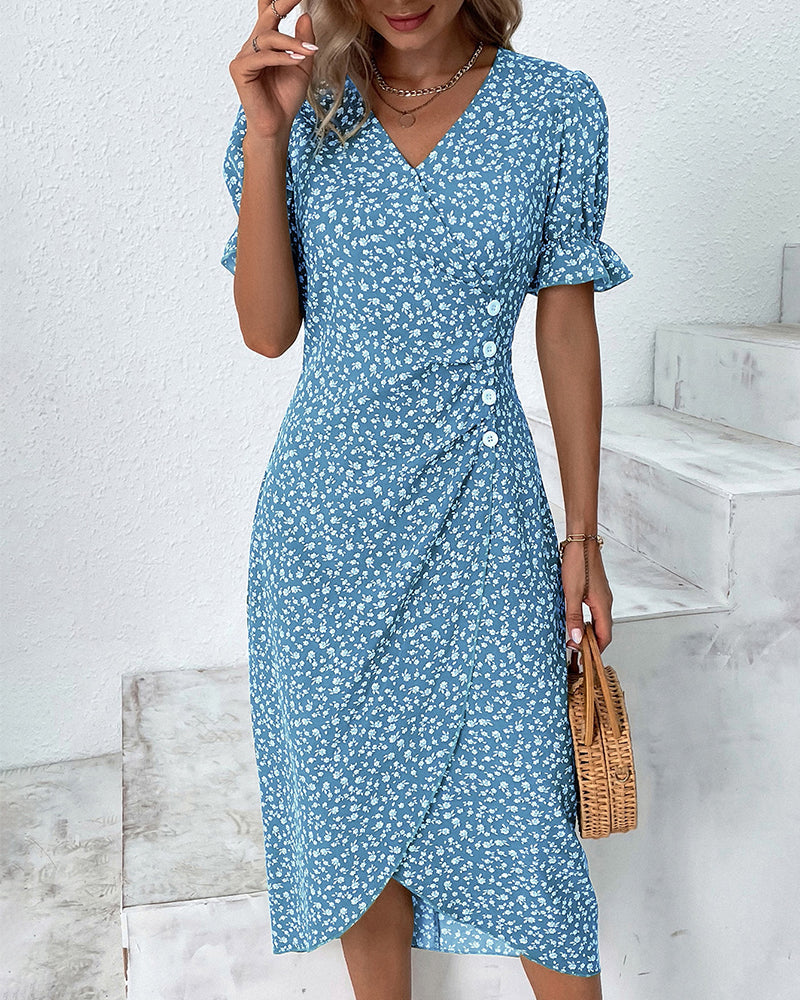 Rosa Women's Dress - Elegant Floral Midi Dress with Comfortable Cut
