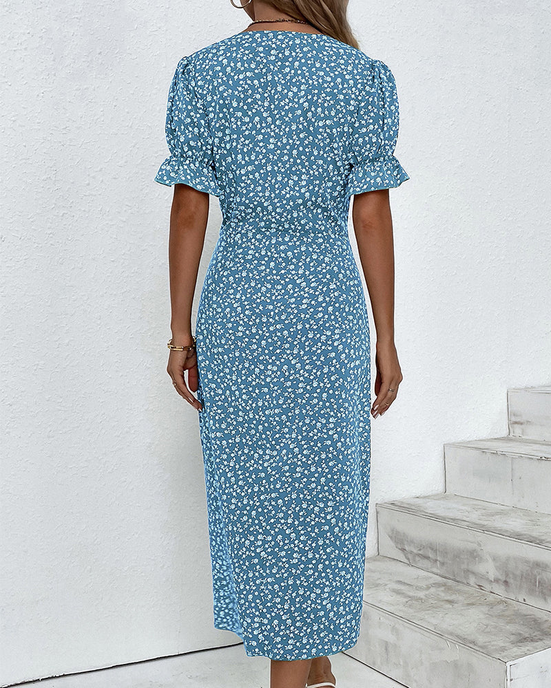 Rosa Women's Dress - Elegant Floral Midi Dress with Comfortable Cut