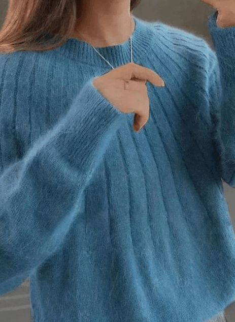 Ribbed Crew Neck Sweater for Women
