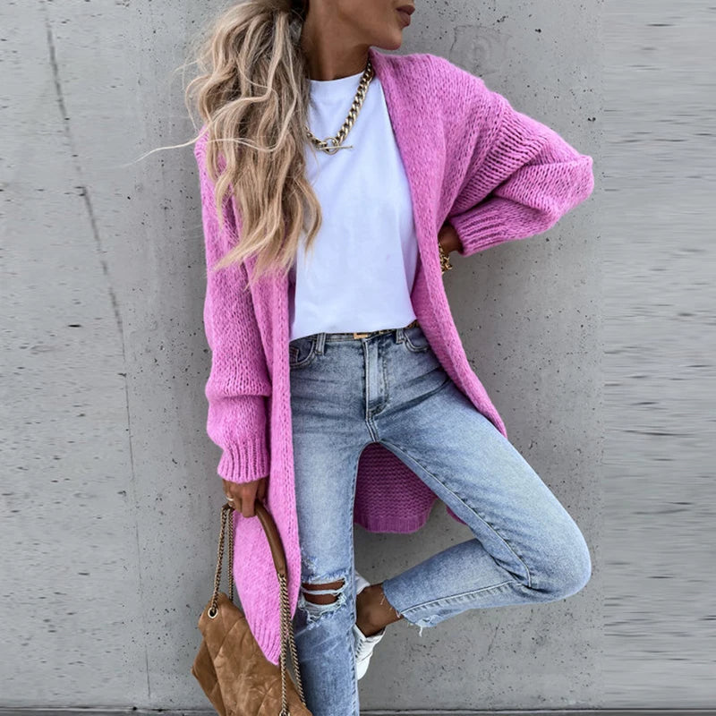 Elegant women's cashmere cardigan - mid-length and warm for fall/winter