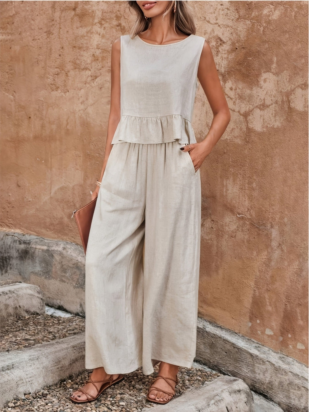 Linen Ruffle Jumpsuit | Women’s Summer Look | Casual Summer Style