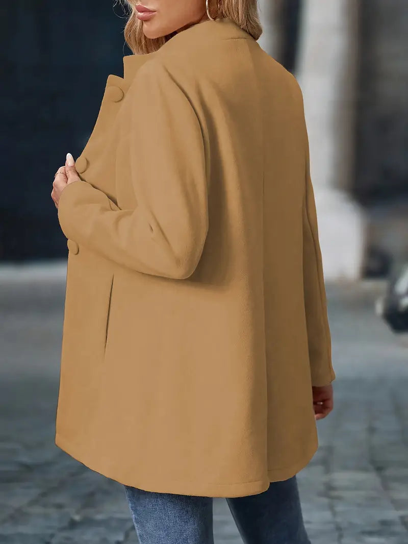 Button Front A-Line Coat for Women