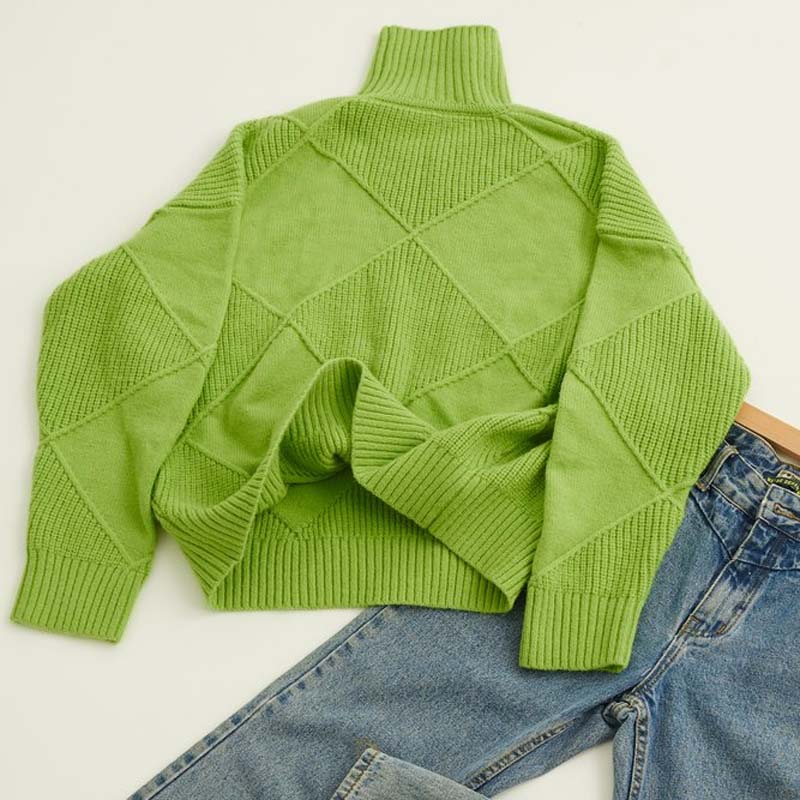 Aria Sweater – Textured Knit Turtleneck Pullover with Relaxed Fit