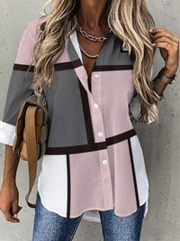 Women’s Printed V Neck Shirt – Long Sleeve Casual Print Blouse