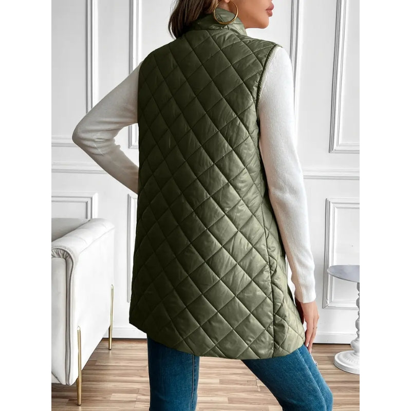 Women’s Quilted Zip-Up Vest – Lightweight Padded Sleeveless Jacket