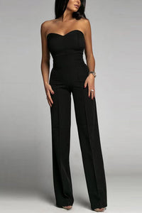 Women’s Strapless Wide Leg Jumpsuit – Structured Fit Elegant One Piece