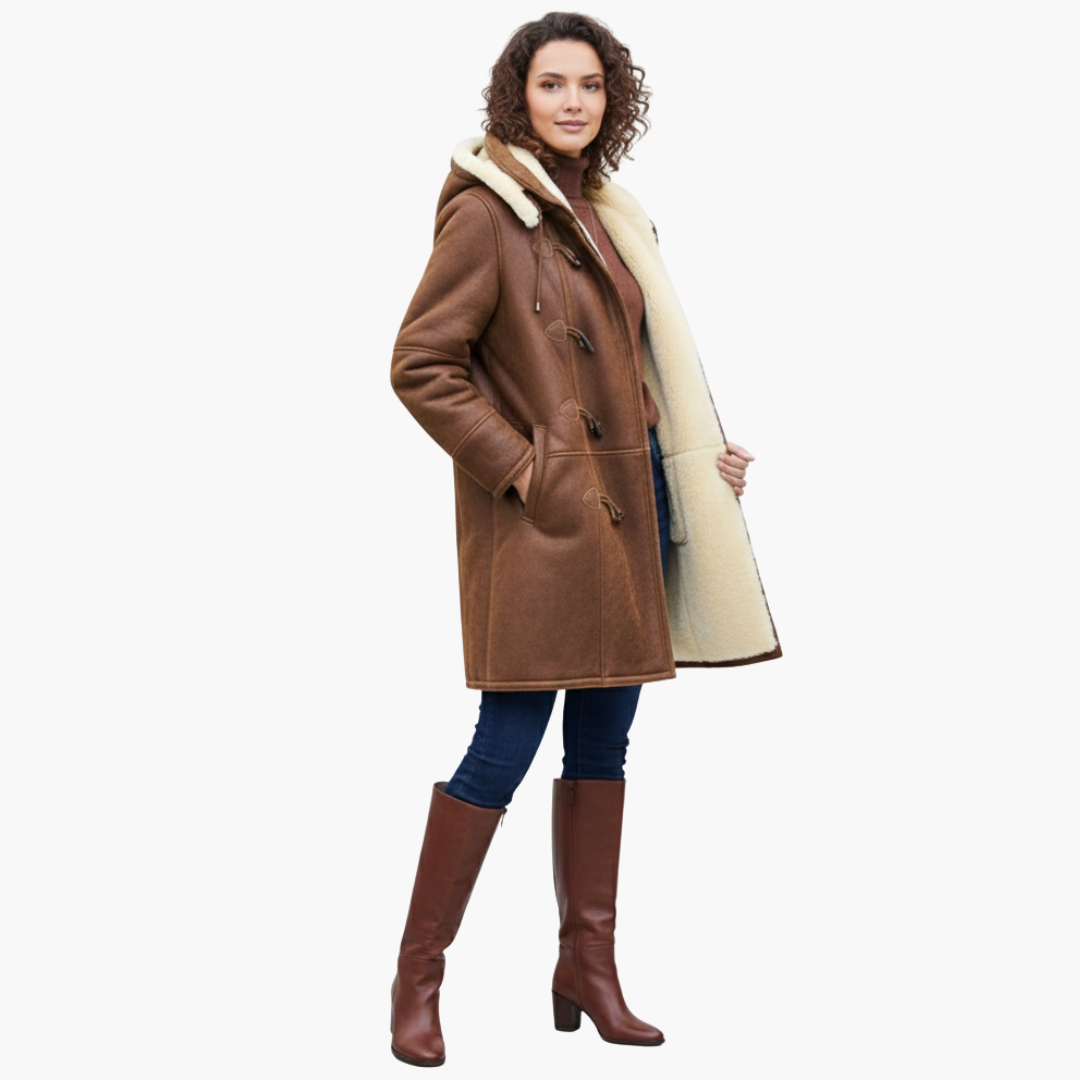 Hooded Toggle Long Coat for Women
