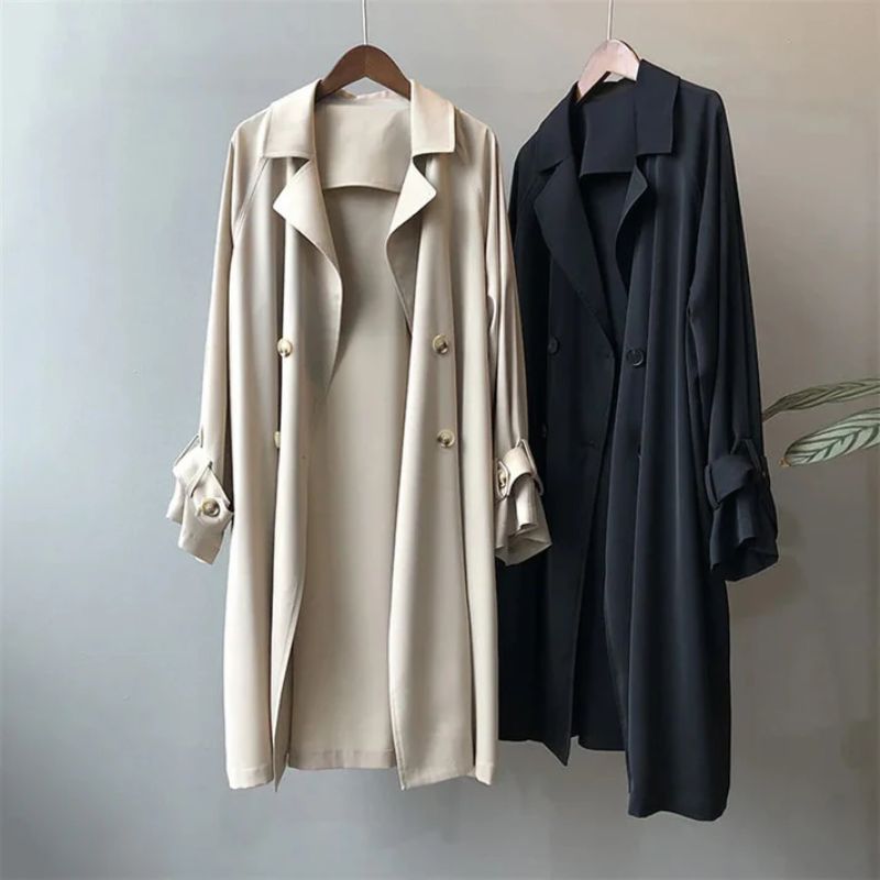 Women’s Lightweight Trench Coat – Fine-Woven Breathable Long Jacket