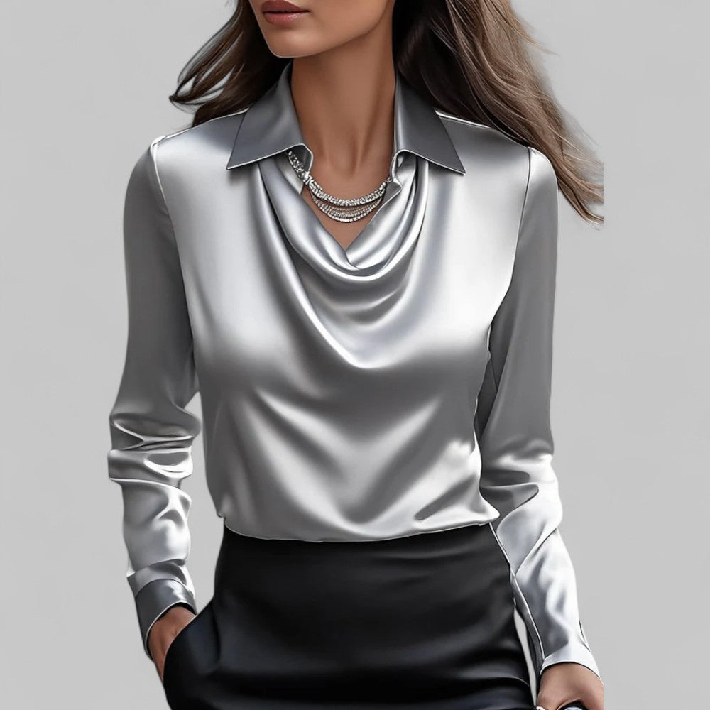 Long Sleeve Collared Blouse for Women