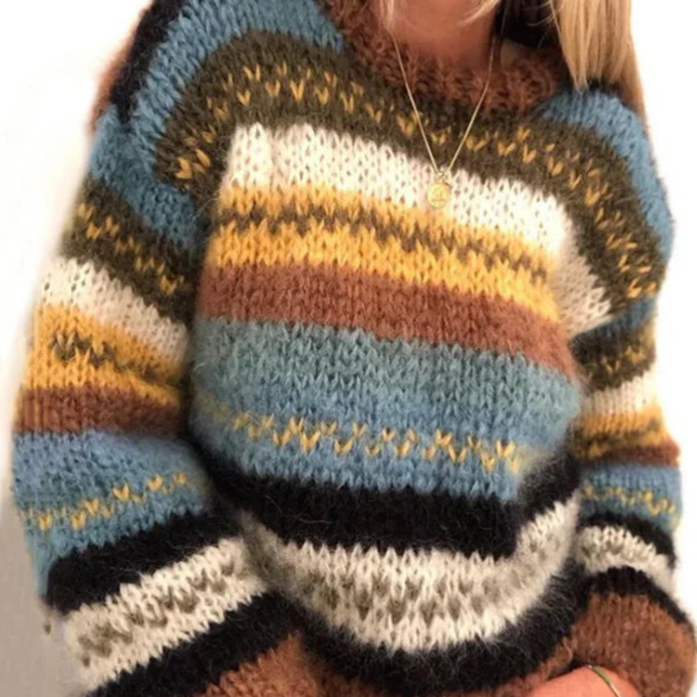 Striped Crew Neck Sweater for Women
