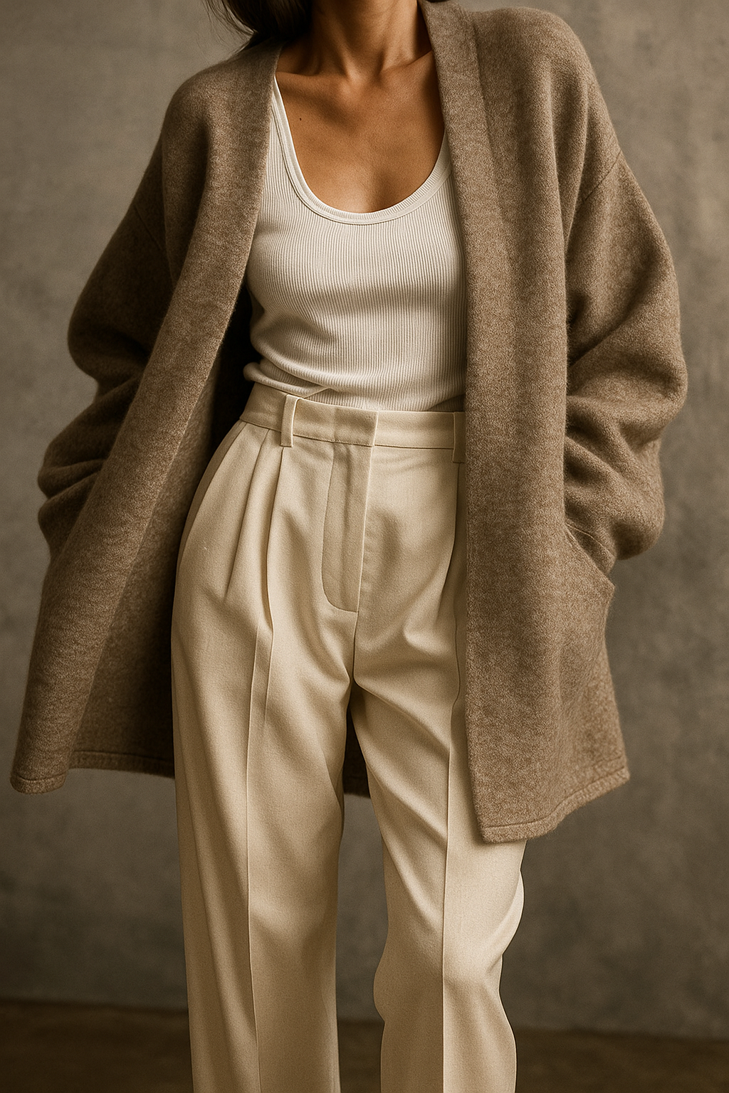 Women’s Merino Wool Cardigan – 100% Wool Open-Front Knit with Pockets