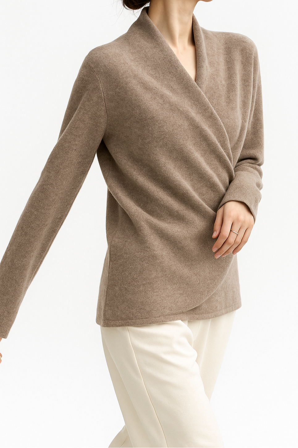 Cashmere Wrap Sweater – Elegant Soft Knit V-Neck for Effortless Style