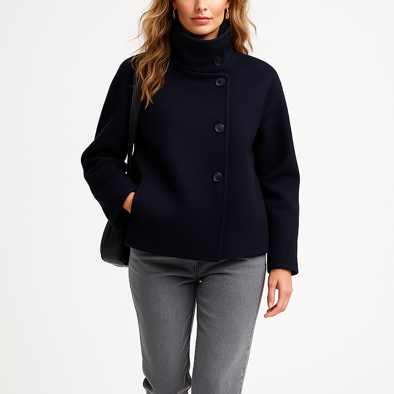 Cropped Funnel Neck Jacket for Women