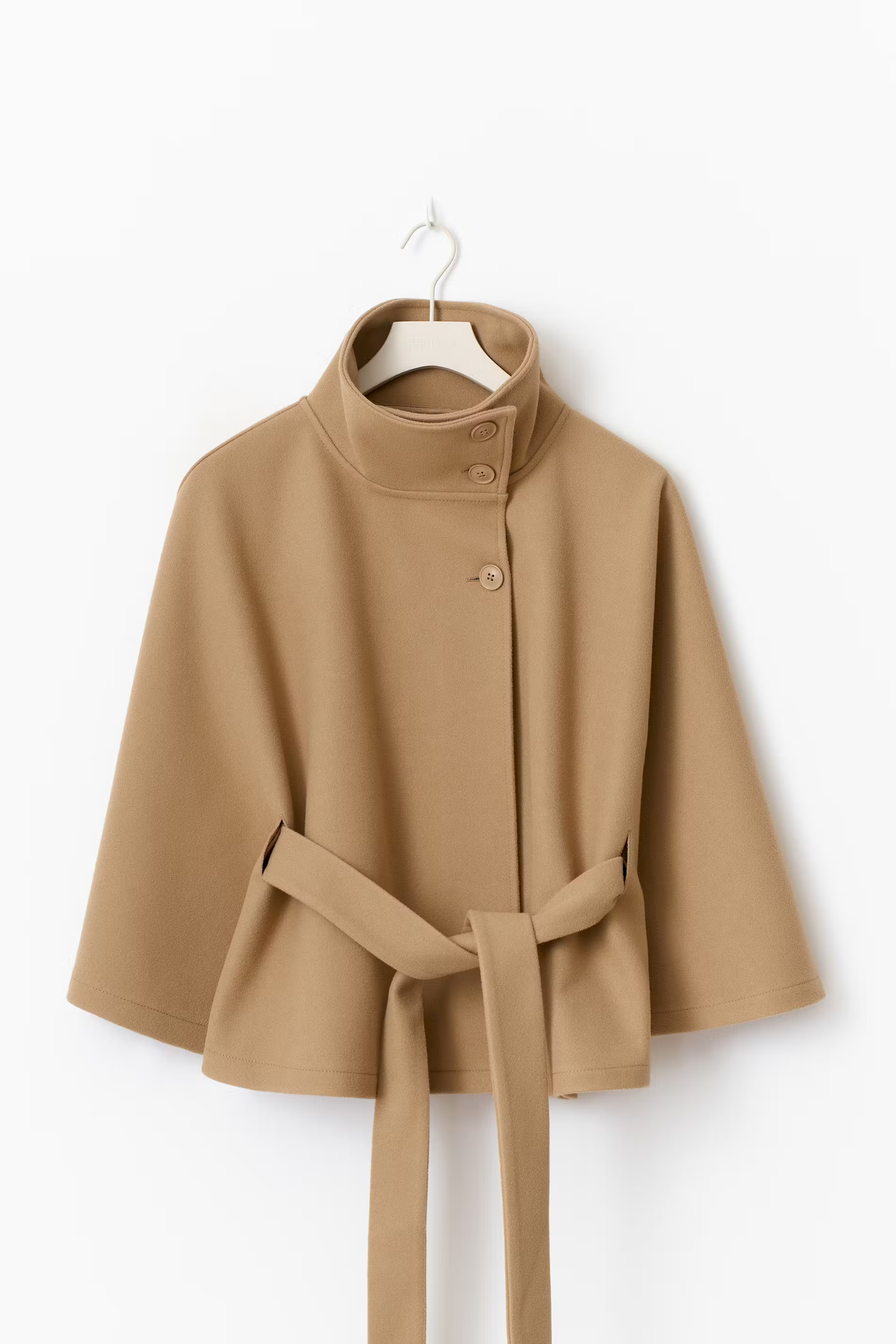 Belted Funnel Neck Jacket for Women