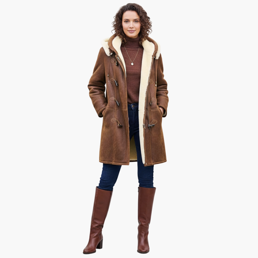 Hooded Toggle Long Coat for Women