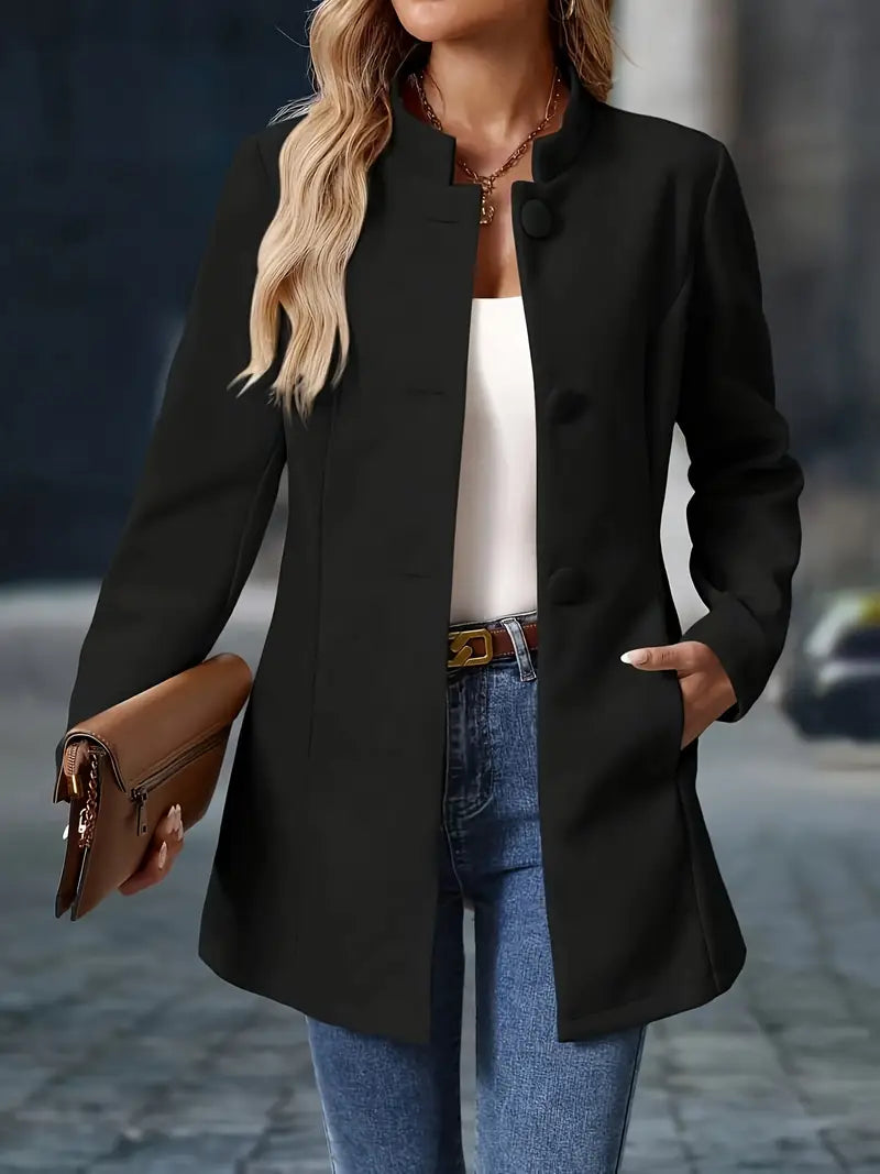 Button Front A-Line Coat for Women