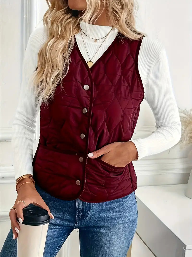 Women’s Reversible Quilted Vest – Sherpa Lined Lightweight Gilet