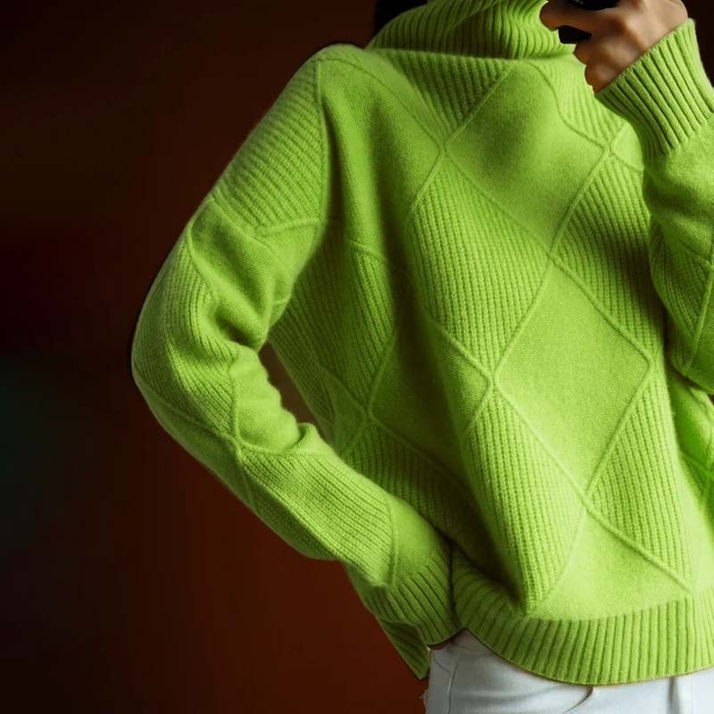 Aria Sweater – Textured Knit Turtleneck Pullover with Relaxed Fit