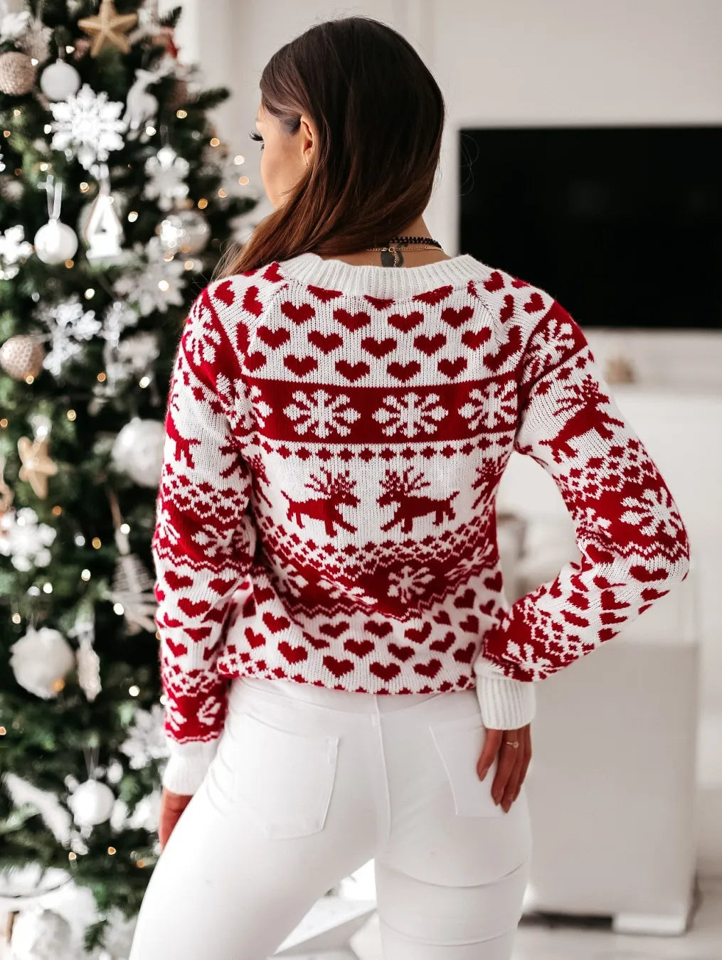 Knitted Christmas sweater for Women - Lilac