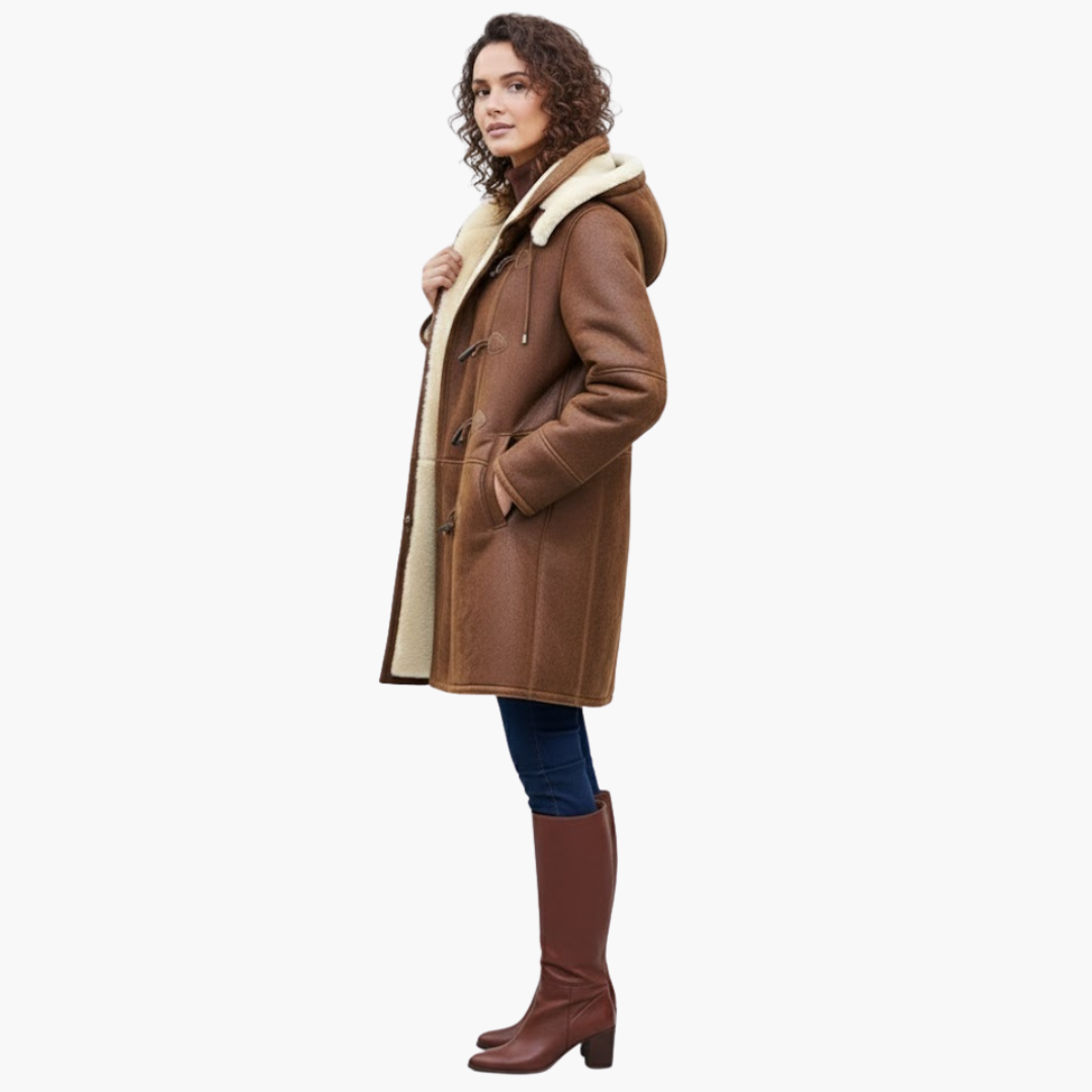 Hooded Toggle Long Coat for Women