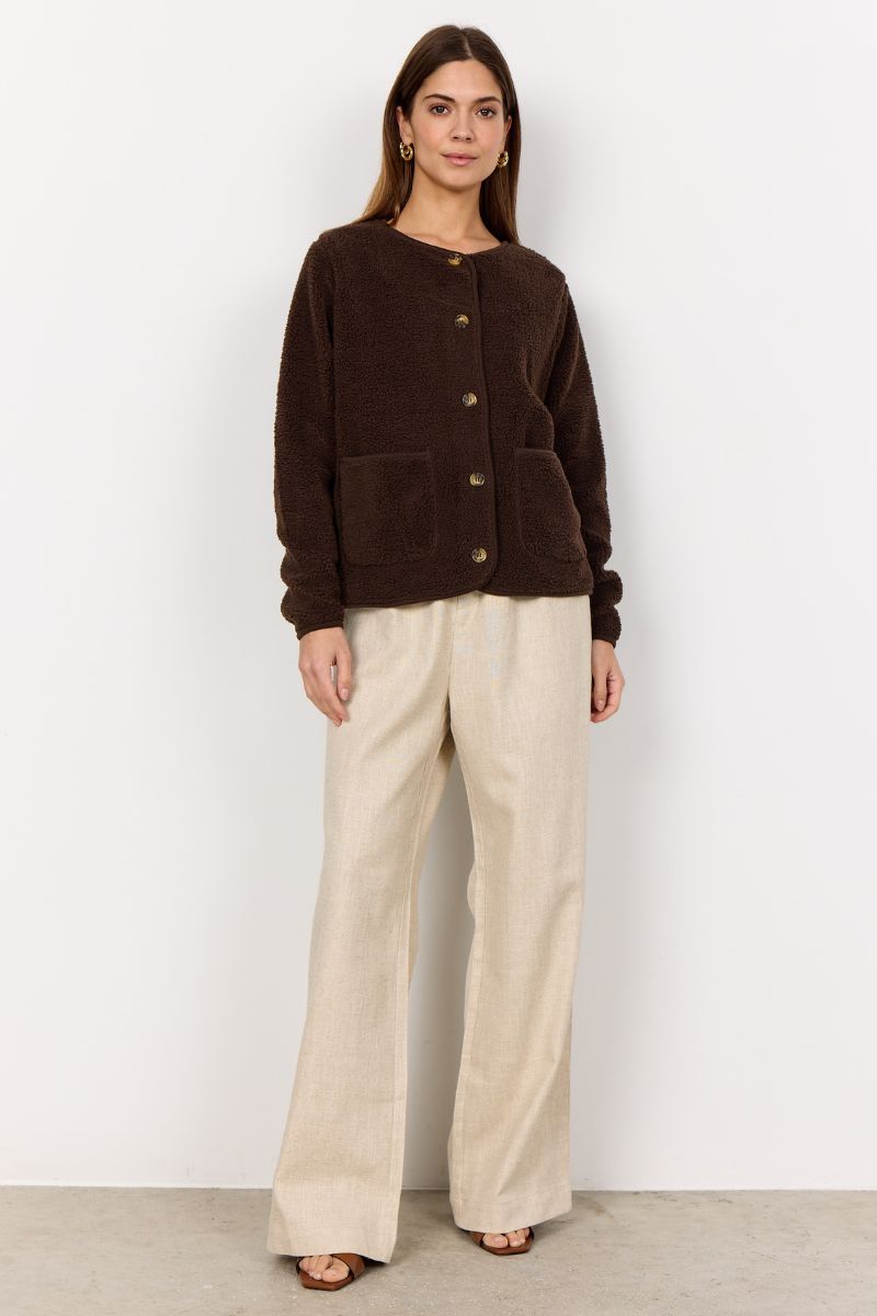 Sherpa Collarless Jacket for Women