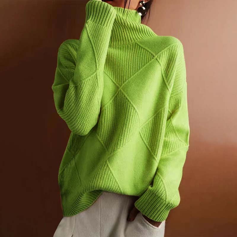 Aria Sweater – Textured Knit Turtleneck Pullover with Relaxed Fit
