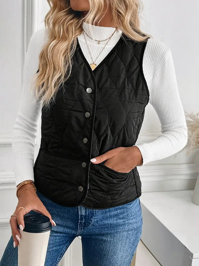 Women’s Reversible Quilted Vest – Sherpa Lined Lightweight Gilet