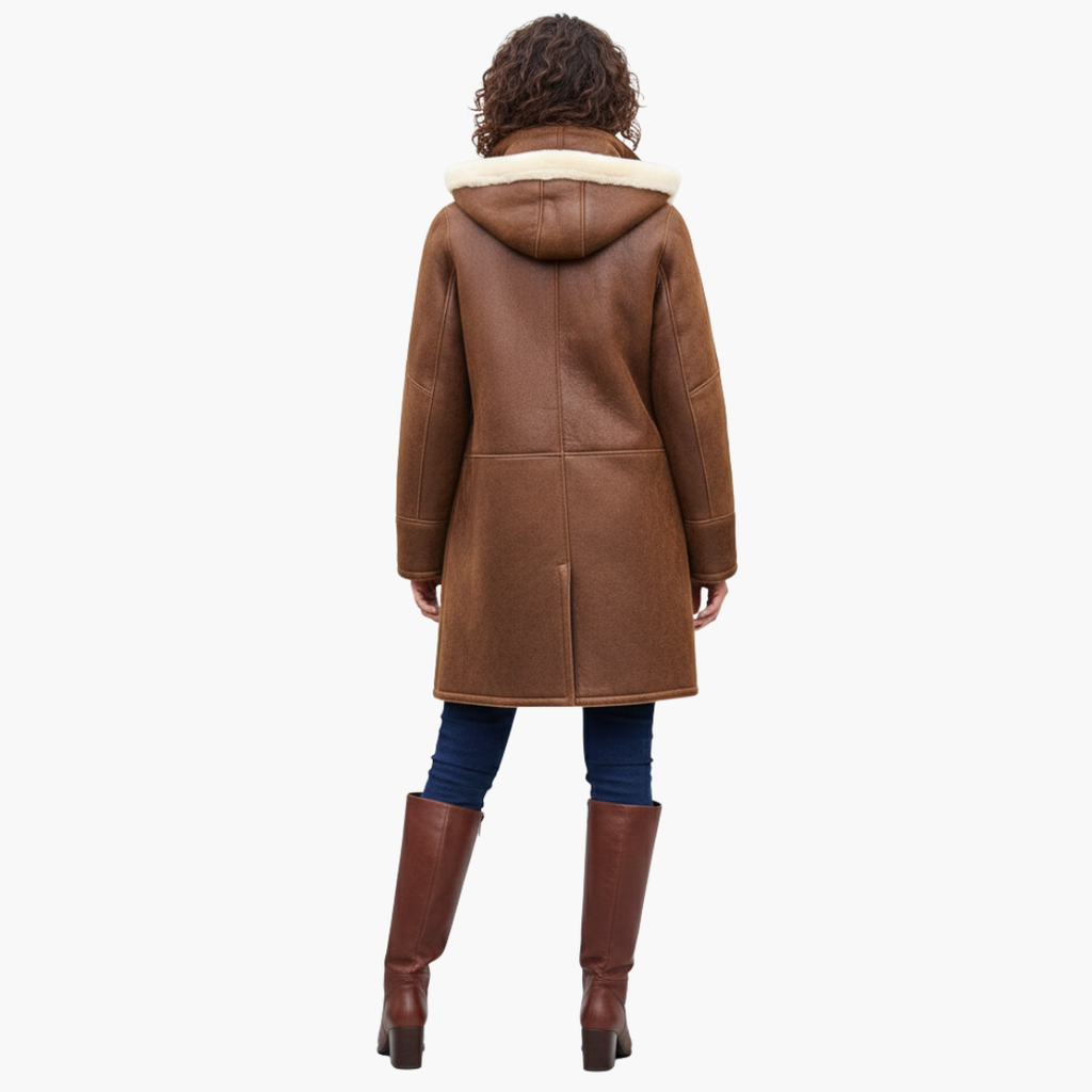 Hooded Toggle Long Coat for Women