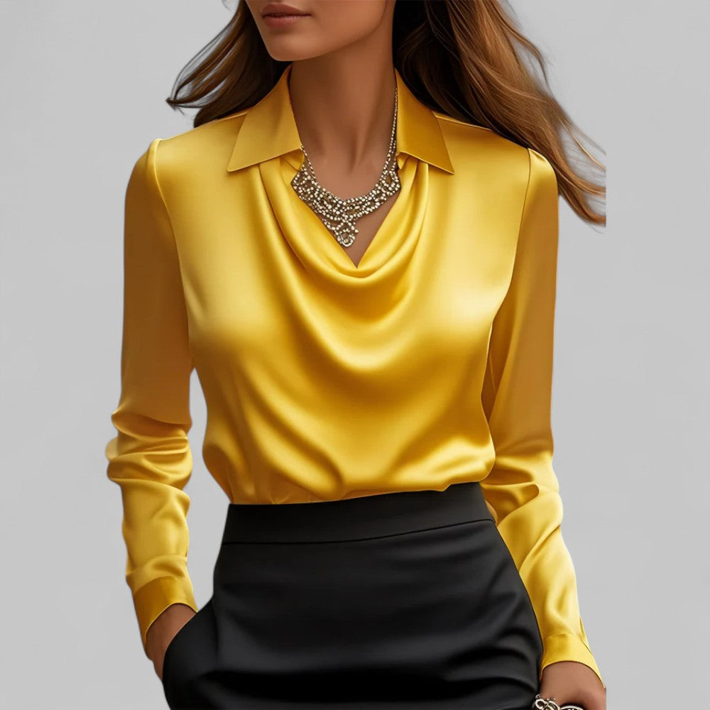 Long Sleeve Collared Blouse for Women