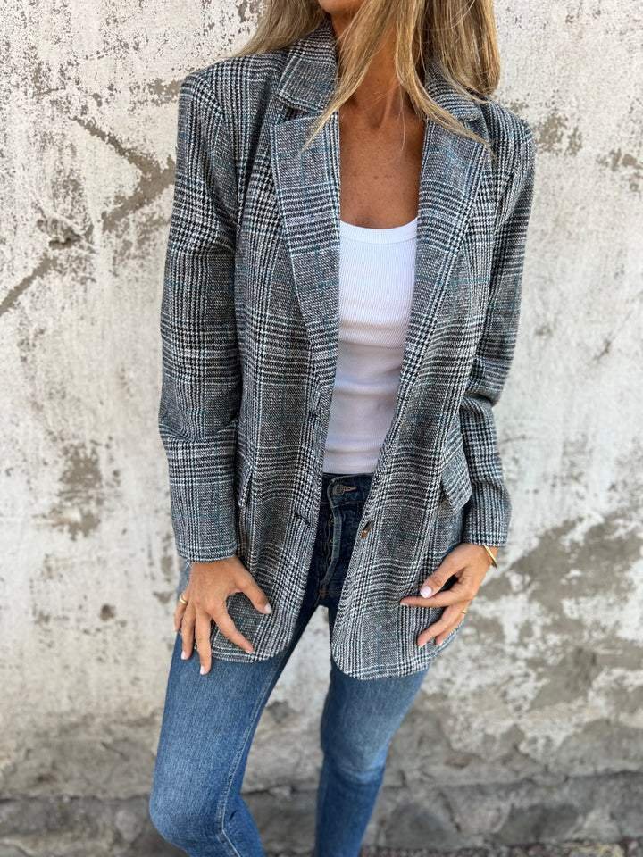 Plaid Blazer Coat for Women