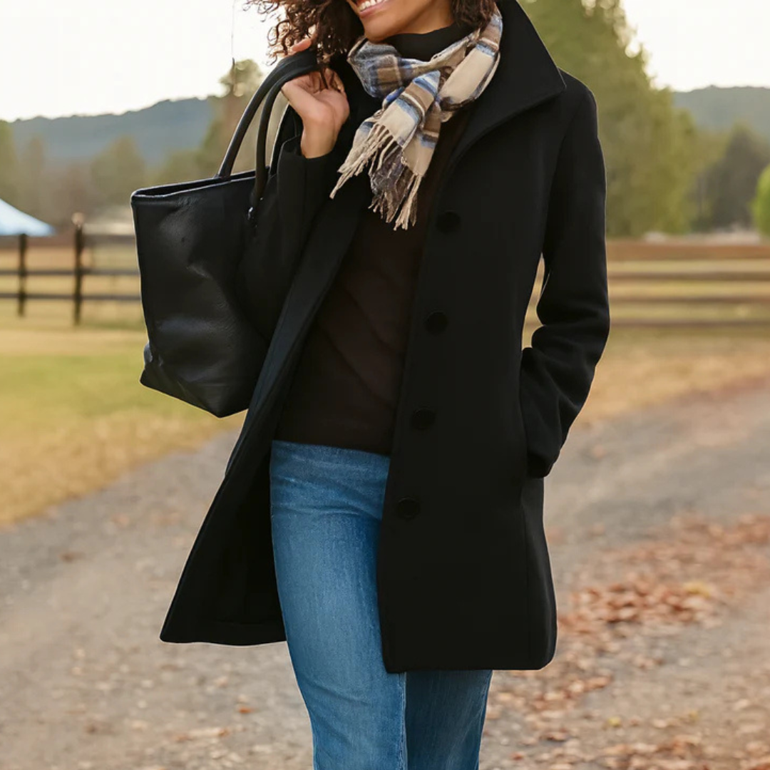 Notched Lapel Coat for Women