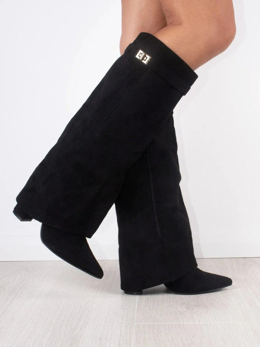 Milly | Women’s Leather Thigh-High Boots with Buckle
