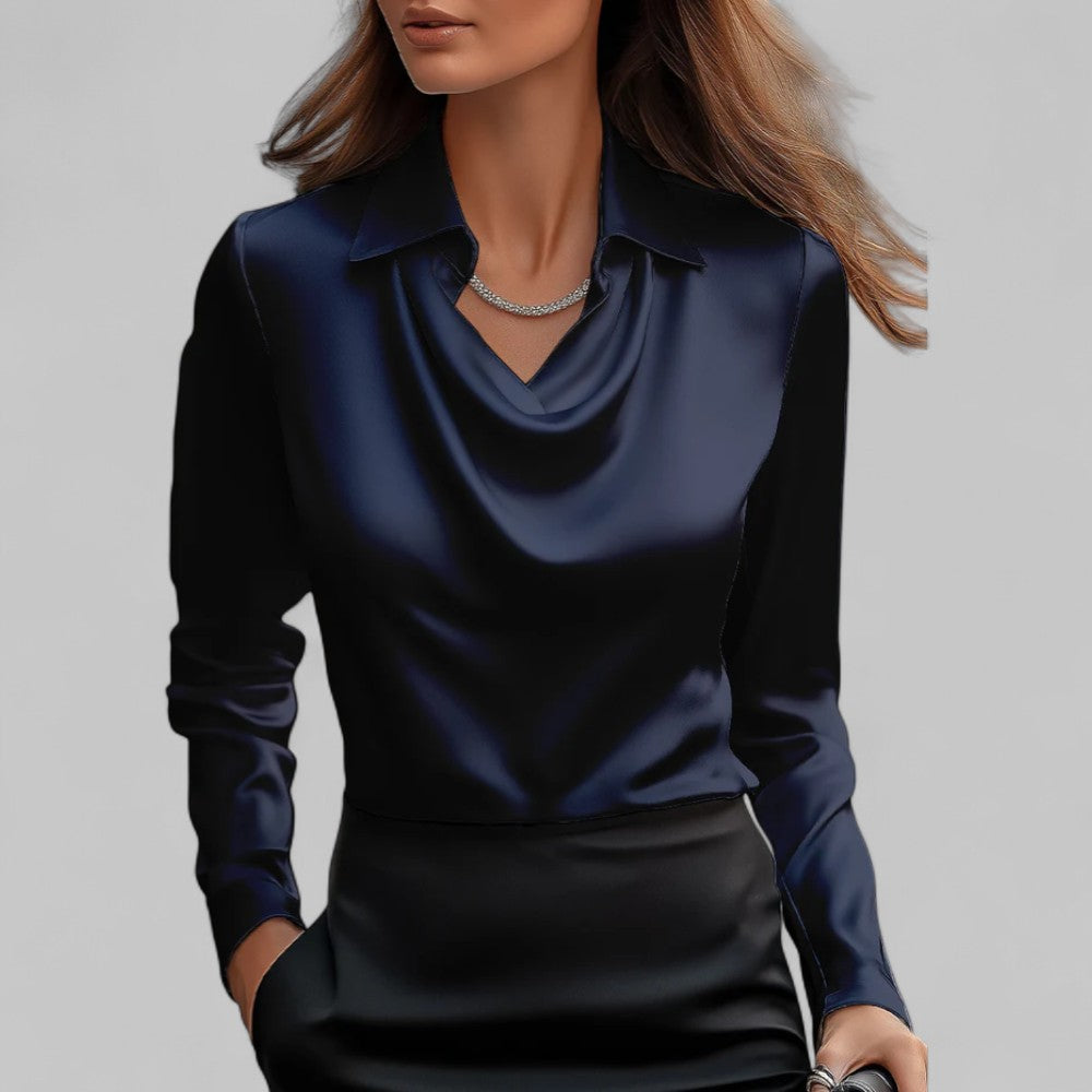Long Sleeve Collared Blouse for Women