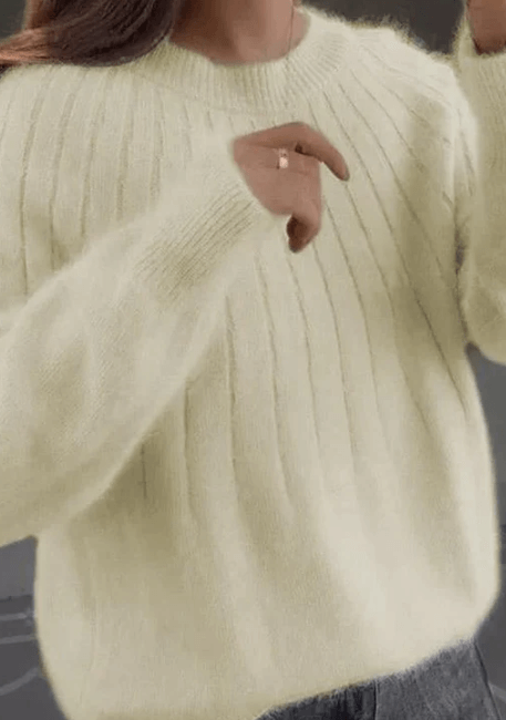Ribbed Crew Neck Sweater for Women