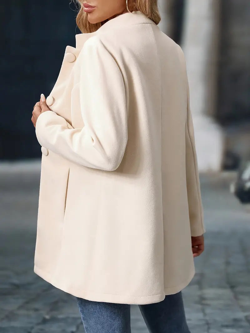 Button Front A-Line Coat for Women