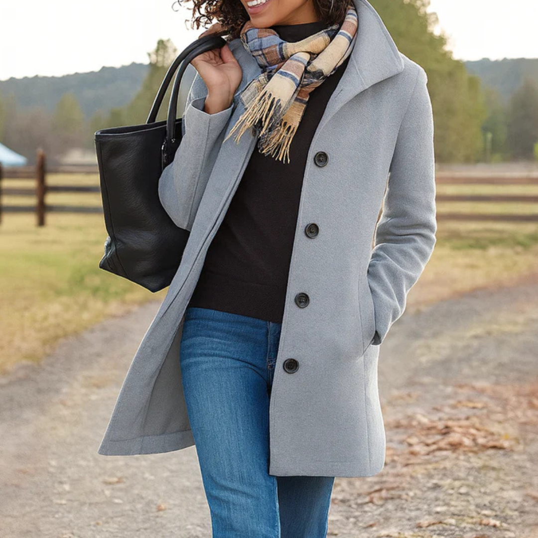 Notched Lapel Coat for Women