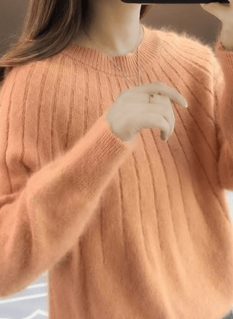Ribbed Crew Neck Sweater for Women