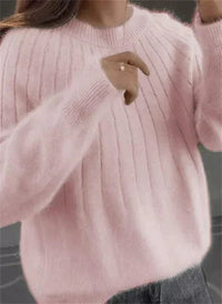 Ribbed Crew Neck Sweater for Women