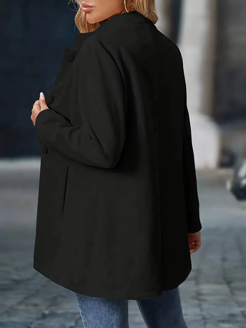 Button Front A-Line Coat for Women