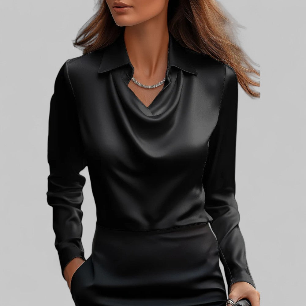 Long Sleeve Collared Blouse for Women