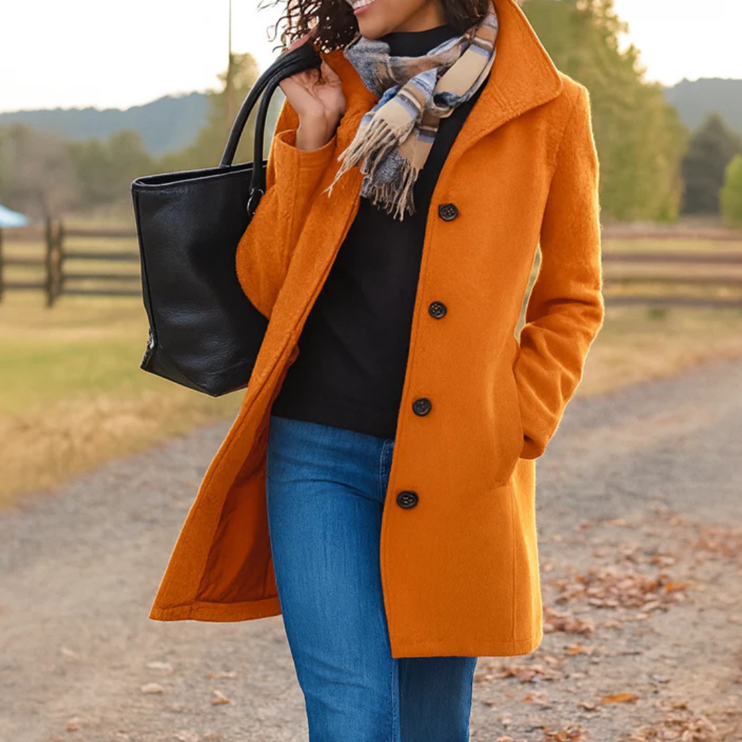 Notched Lapel Coat for Women