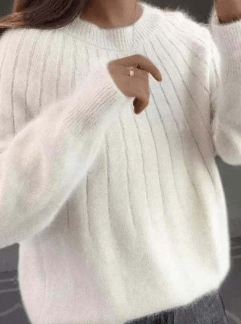 Ribbed Crew Neck Sweater for Women