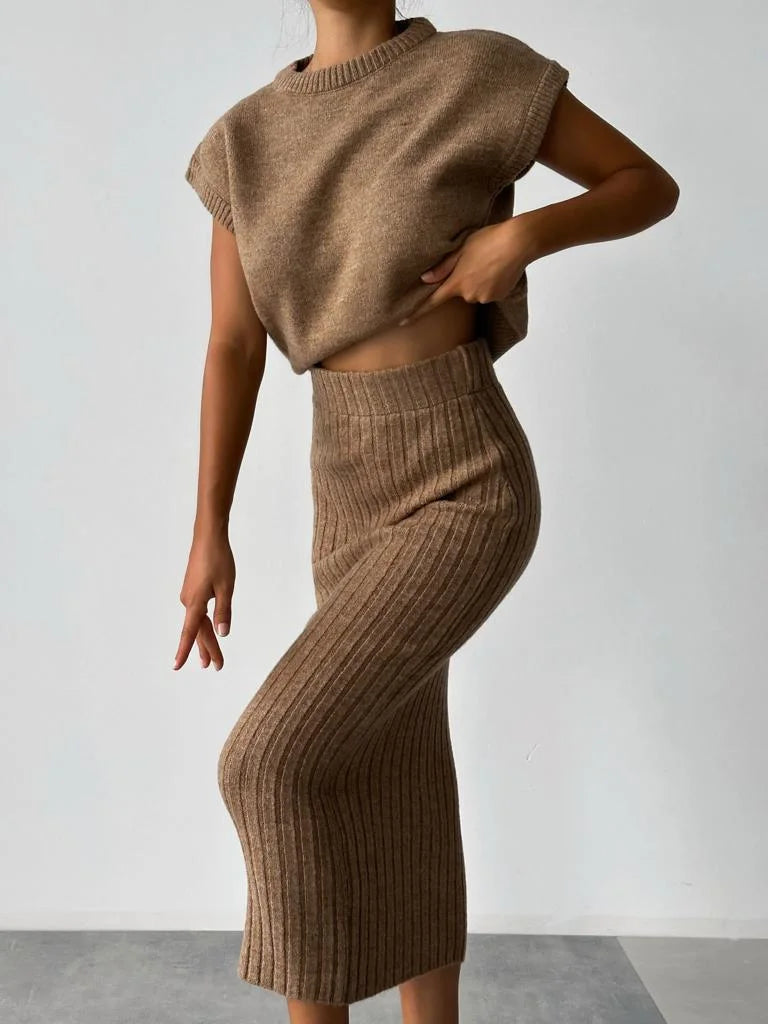 Sleeveless Ribbed Knit Top for Women