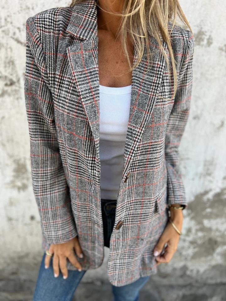 Plaid Blazer Coat for Women