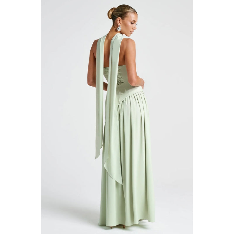 Women’s Strapless Evening Gown – Asymmetric Maxi Dress with High Slit