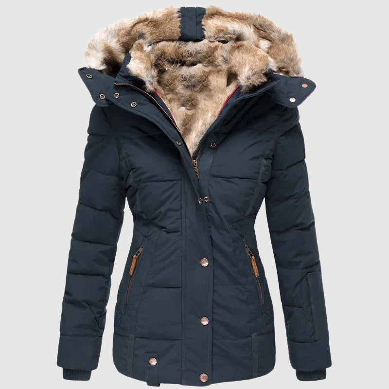Women’s Faux Fur Lined Winter Parka – Warm Hooded Puffer Jacket