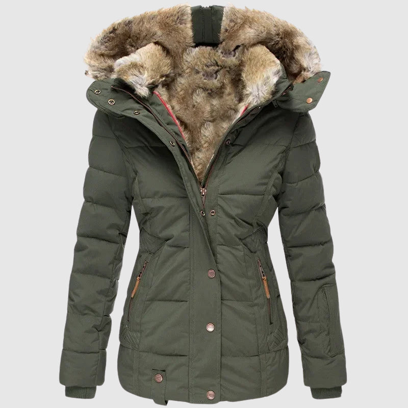 Women’s Faux Fur Lined Winter Parka – Warm Hooded Puffer Jacket